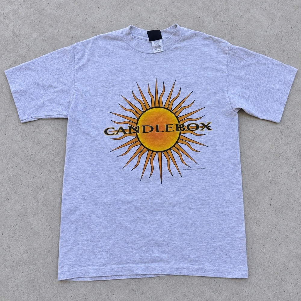 Vintage 90s 1994 Candlebox Sun Logo Band Tee Giant Tag Gray M Single Stitch USA
